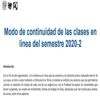 Modo de continuidad de las clases en línea del semestre 2020-2